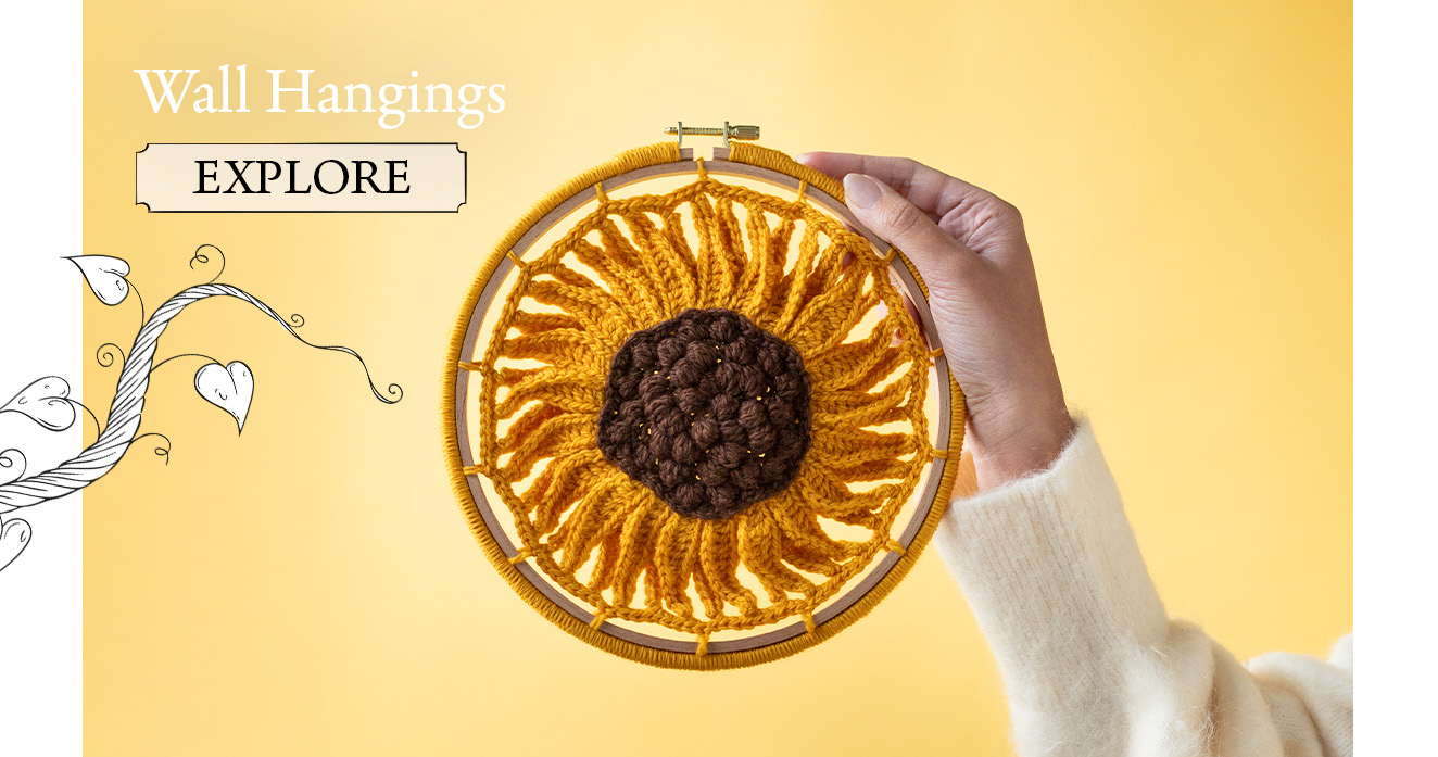 Wall Hanging kits crochet sunflower hoop